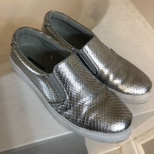 Snake skin slip ons